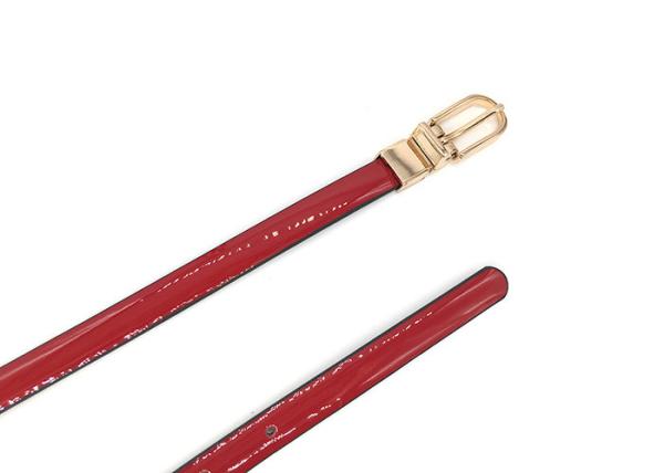 Red 1.5CM Womens Skinny Leather Belt With Gold Buckle