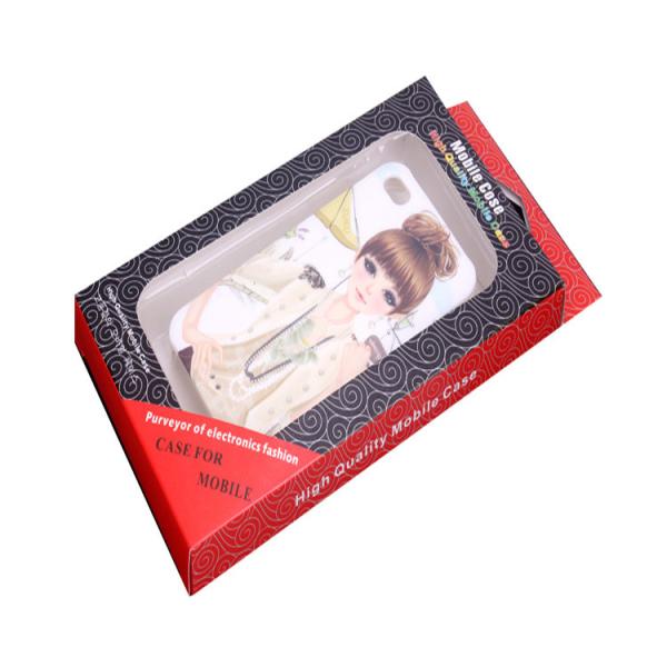 custom mobile phone case gift box with window flat hangtable cell phone case box with hook