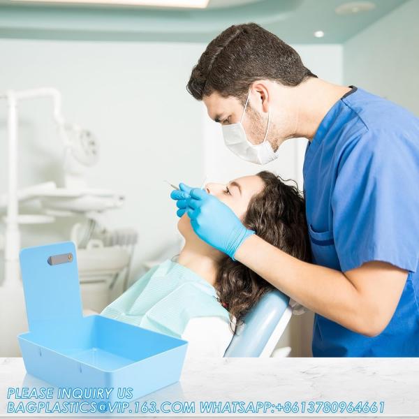 Dental Working Lab Pan, Dental Lab Work Case, Medium Plastic Pans With Stainless Steel Clip For Holding Job Cards