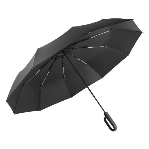 Three-Fold Umbrella with Automatic Folding and Customized Logo Printing on Pongee Panel