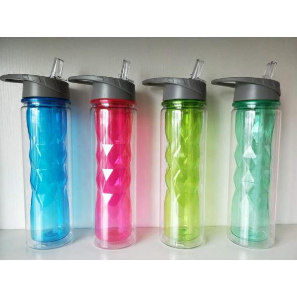 Colorful Tritan Double Wall Water Bottle , Plastic Promotional Bottle 550ml