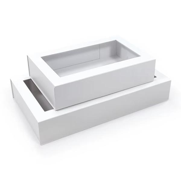 Boîte cadeau pliable en carton rigide en carton avec fenêtre