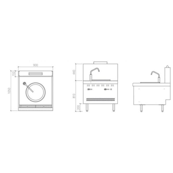 Electronic Drainage DN40 900mm Commercial Chinese Cooking Equipment