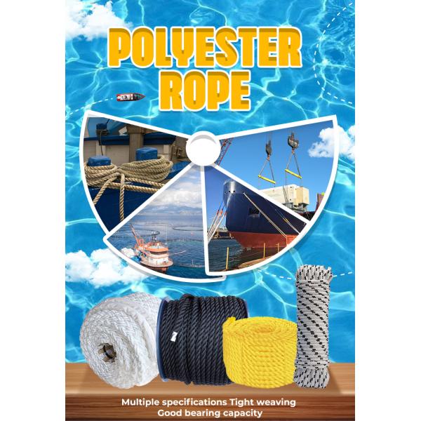 White Color Marine Polyester Braided Rope For Ship Towing Mooring UV Resistance 8 Strand Vessel Rope