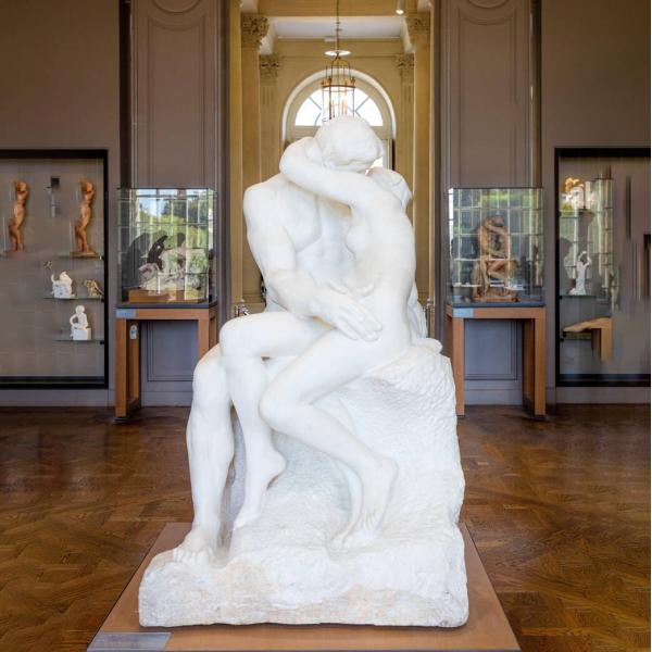 Classic High Quality White Rodin Marble Kiss the Lover Sculpture Statue for Sale