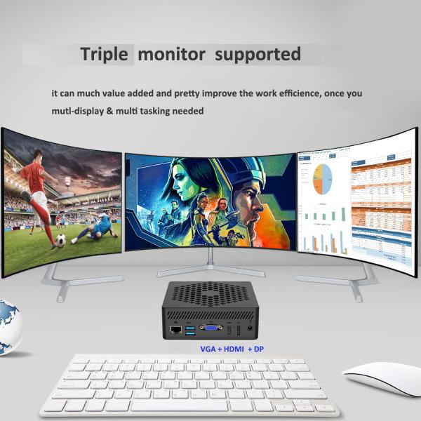 N5100 CPU QUAD-CORE FANLESS мини-компьютер HDMI DP VGA UHD графики