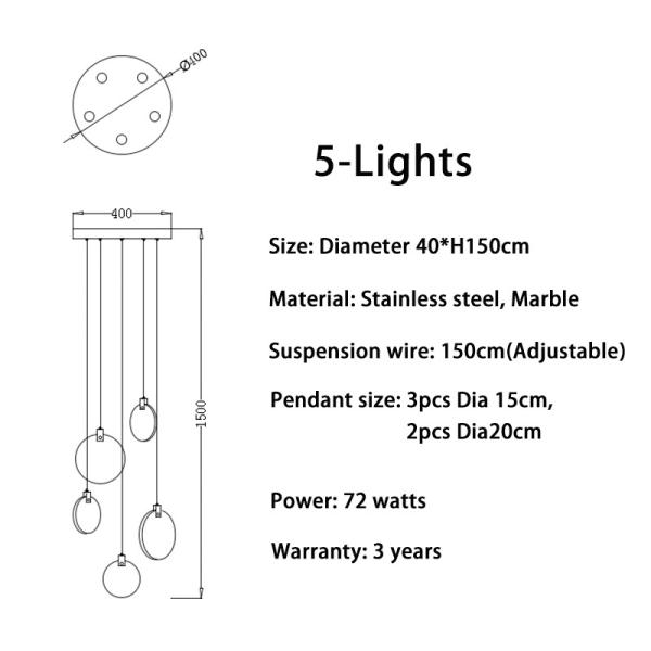 Modern Long Pendant Lights Luxury Staircase Marble Pendant Light(WH-NC-62）