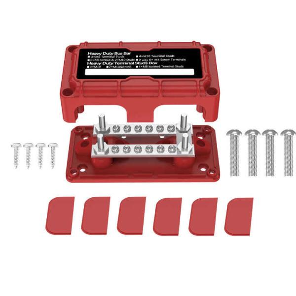 12V 300A 4M6+12M4 Studs Power Distribution Terminal Bus Bar Marine Grade