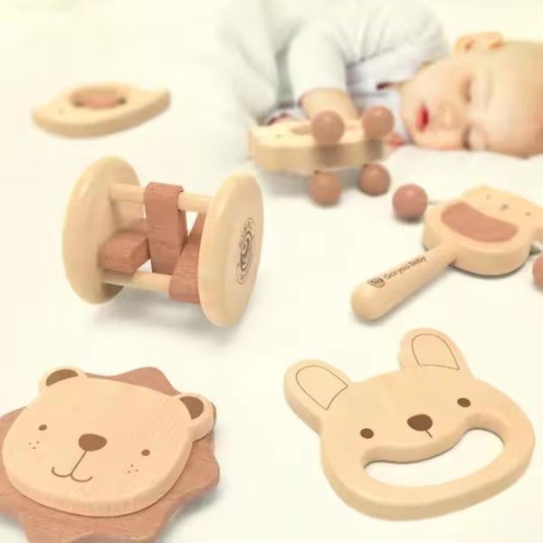 Montessori Beech Eco Friendly Intellectual Hearing Toy Baby Cartoon Early Educational Toy