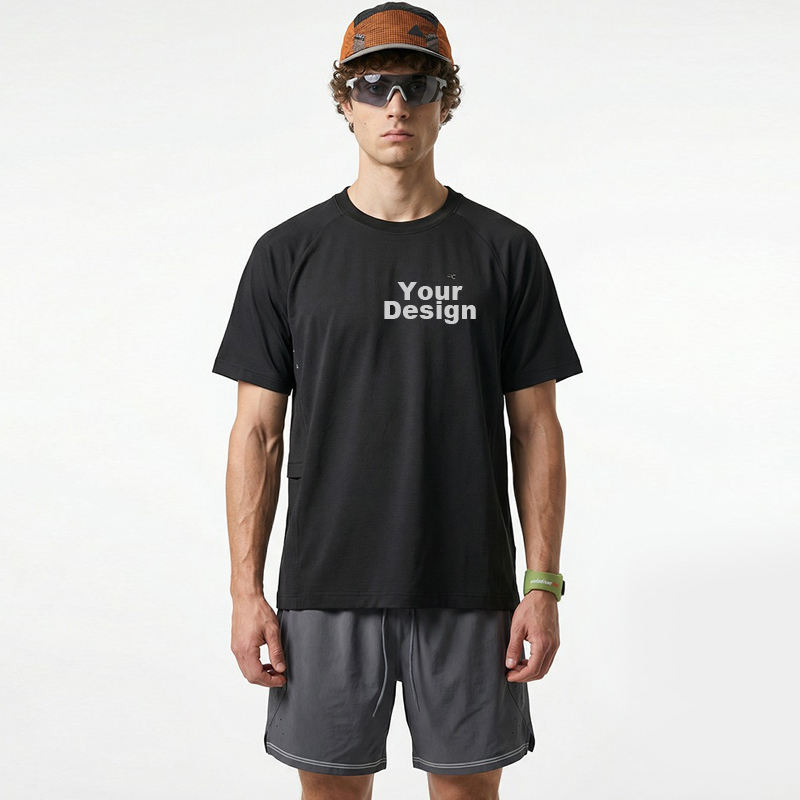 Custom OEM ODM Grid Quick‑Dry Sports T‑Shirt, Breathable Lightweight Short Sleeve Top for Outdoor Running