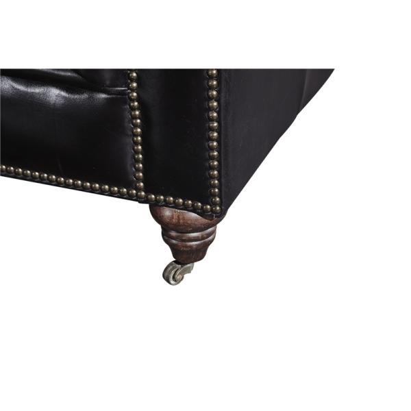 Europe Retro Black Three Seater Leather Chesterfield Couch With Union Jack