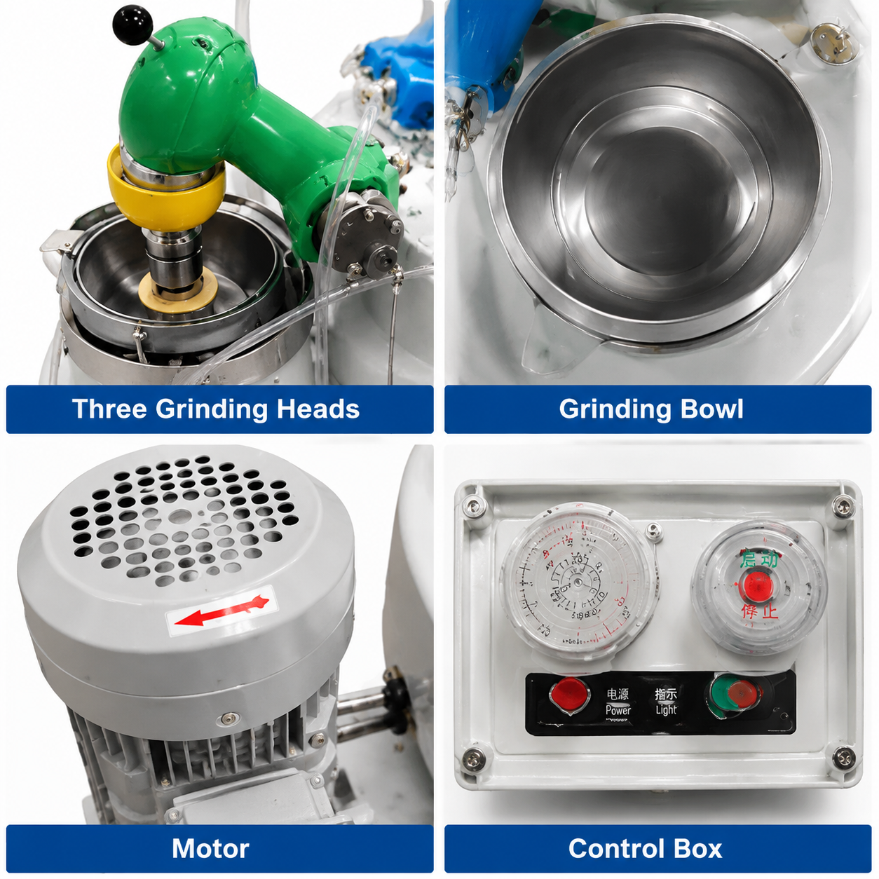 Laboratory Three Head Grinding Machine Agate Mortar 370W for Mineral Sample Preparation