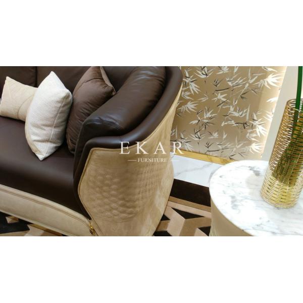 Modern Luxury Italian Leather Living Room 7 Seater Sofa Set For Villa