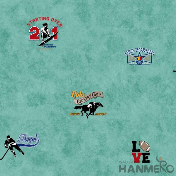 Blue Color Kids Bedroom Wallpaper English Letters Design Breathable Non Toxic