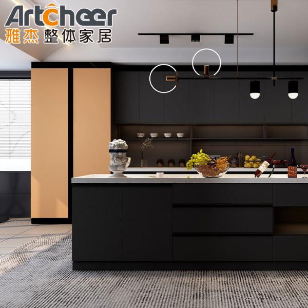 Modern Acrylic Kitchen Cabinet With Island Cabinet For South Africa Villa Open Style