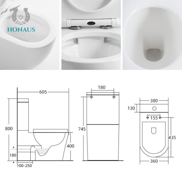 Siphonic P/S Trap Ceramic Two Piece Toilet Bowl Sanitary Ware WC Customized