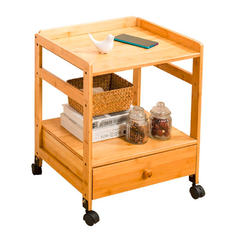 Modern Mini Bamboo Bedside Table / Bedroom Bedside Tables With Wheels