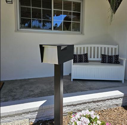 Mid Century Style Post Mount Mailbox for Garden by Surealong Modern in Black or White