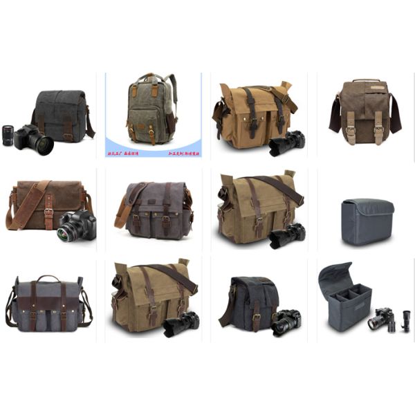 Waterproof Zip Buckle Canvas DSLR Camera Bags