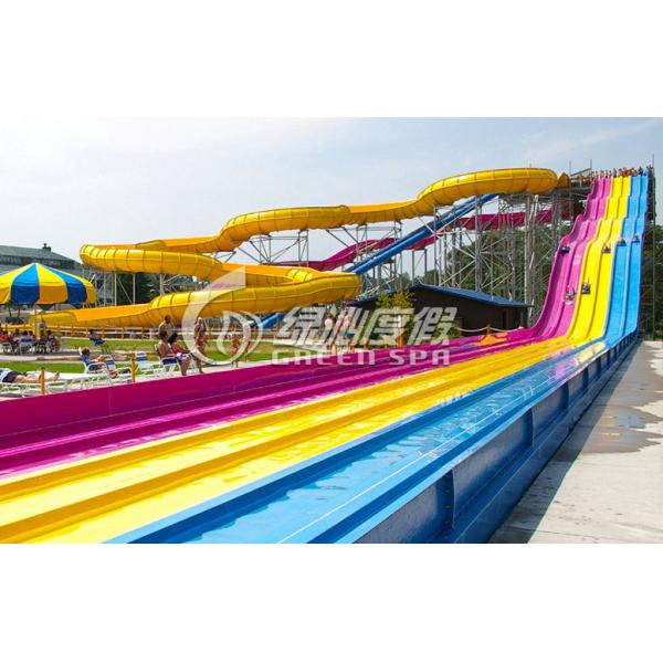 Giant Interactive Racing Fiberglass Water Slides with Multi Lane , Customized