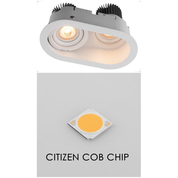 2*7W /10W 3000K Double head LED Down Lights White Aluminum Cut Size 2* 72mm