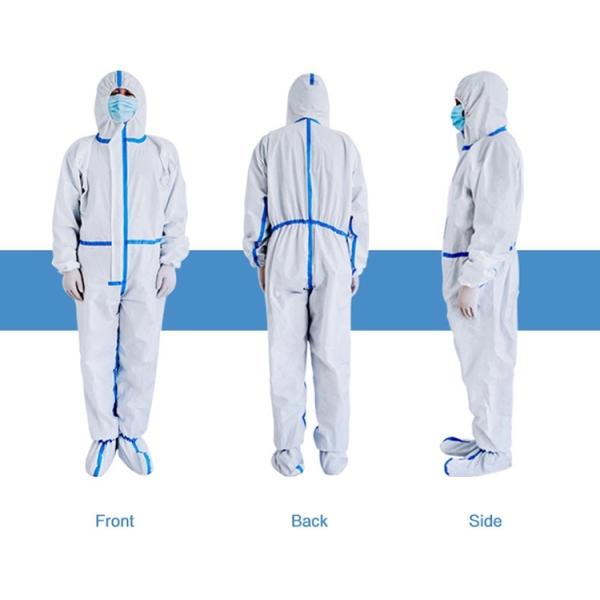 Full Body White Waterproof SMS Disposable Protective Clothing