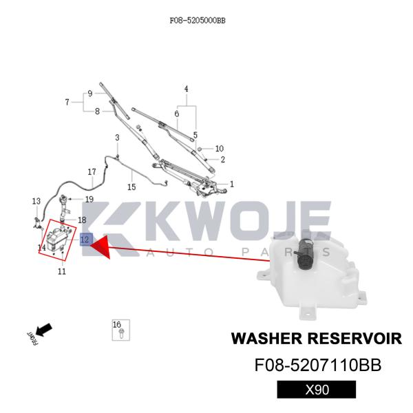 OEM F08-5207110BB WASHER RESERVOIR  for Jetour X90
