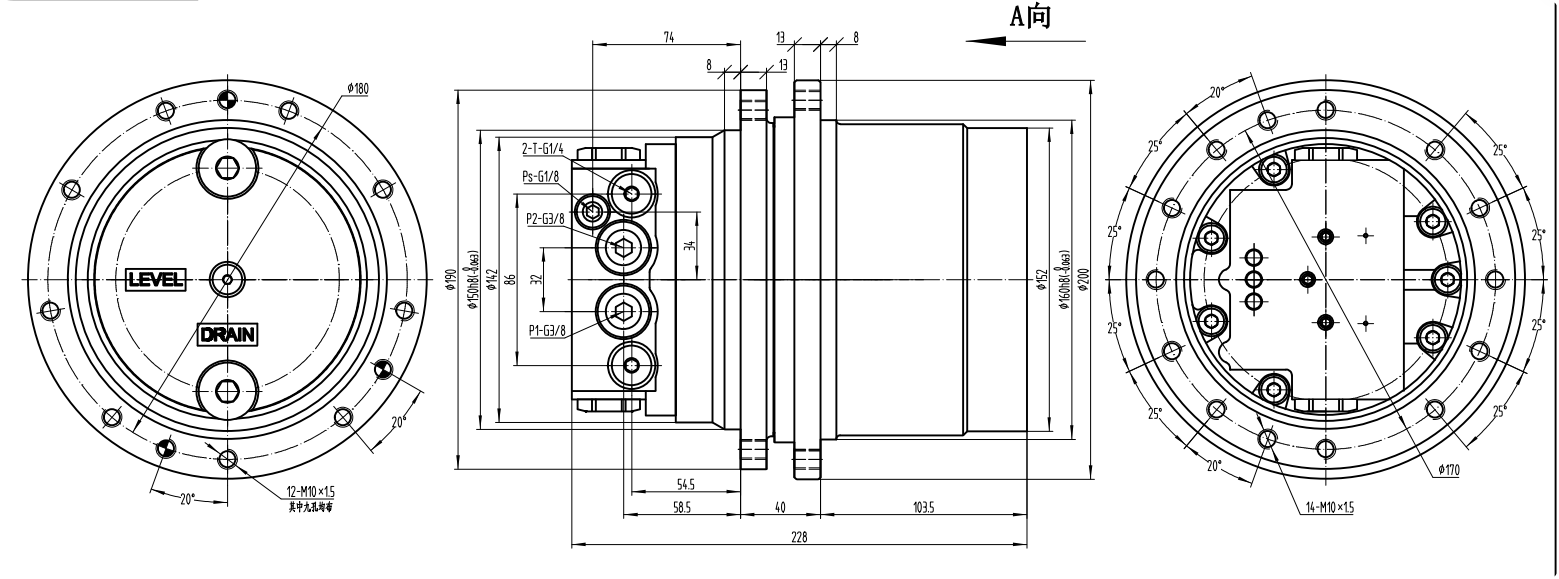Yanmar VIO25 Final Drive Travel Motor With Reduction 172482-77300 KYB MAG-18V-190E-3 For Mini Excavator Parts