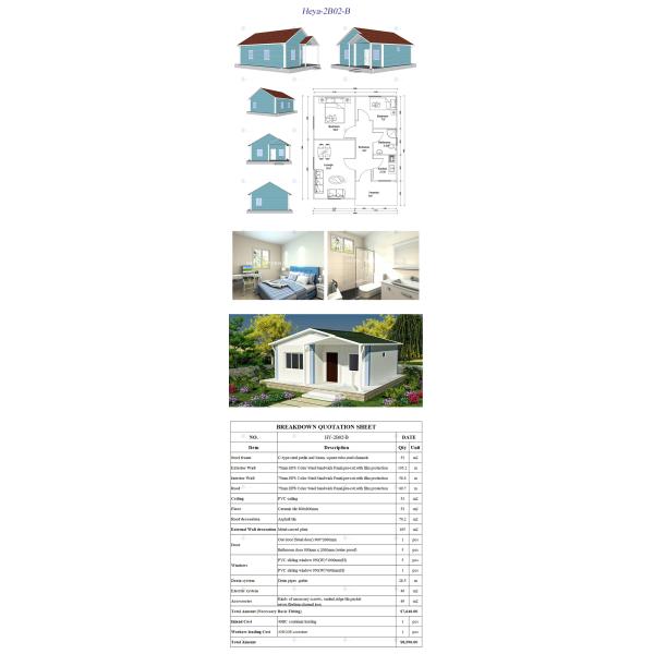 Heya-2B06-B Modern China 2 room sandwich panel house design for children