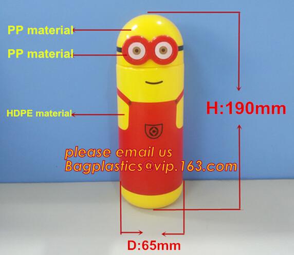package of BPA free plastic minions water bottle with straw,tritan fruit infuser water bottle sports drink bottle cup