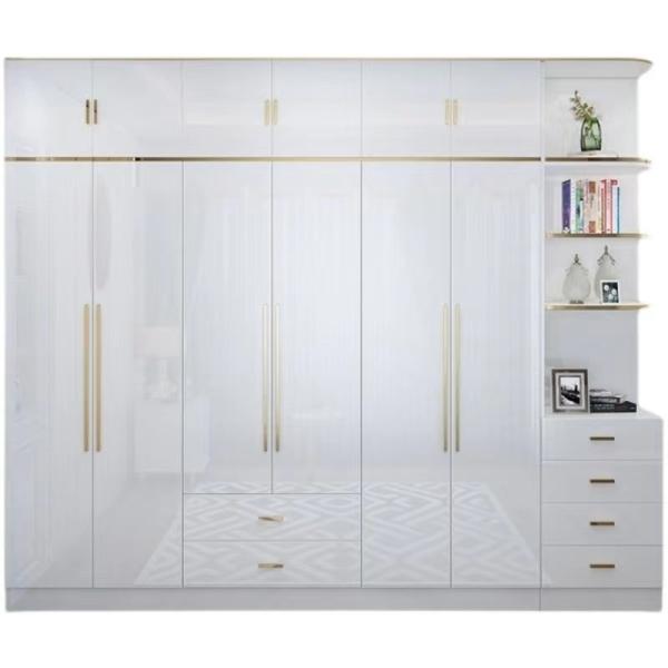 4 White Doors High Glossy Door Wardrobe Closet In Bedroom Storage Cabinets