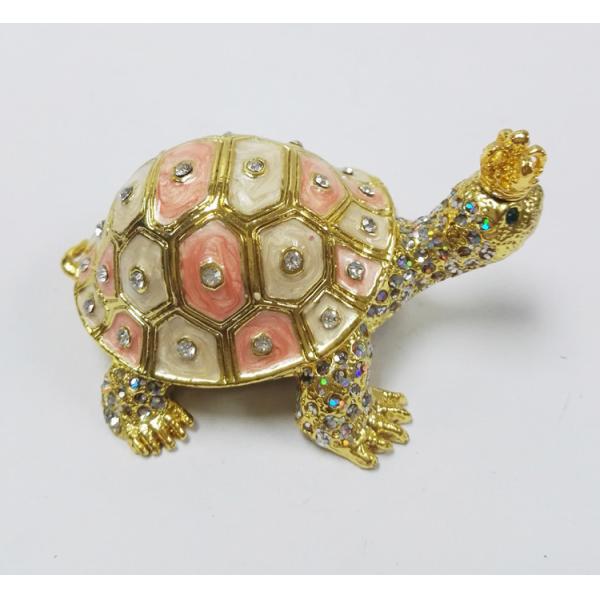 Fashion Wholesale Metal Crystal turtle trinket box Metal crown turtle trinket box