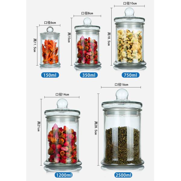 150ml 350ml vacian las botellas de cristal, té de cristal de los tarros del almacenamiento para el embalaje del té del caramelo