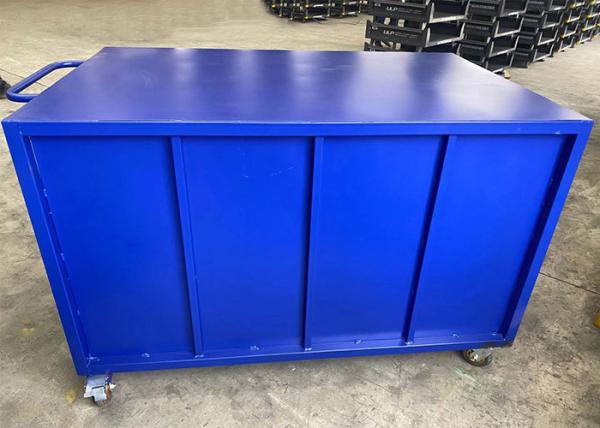 Powdercoating Mobile Lockable Metal Pallet Cage Industrial Stillages On Wheels