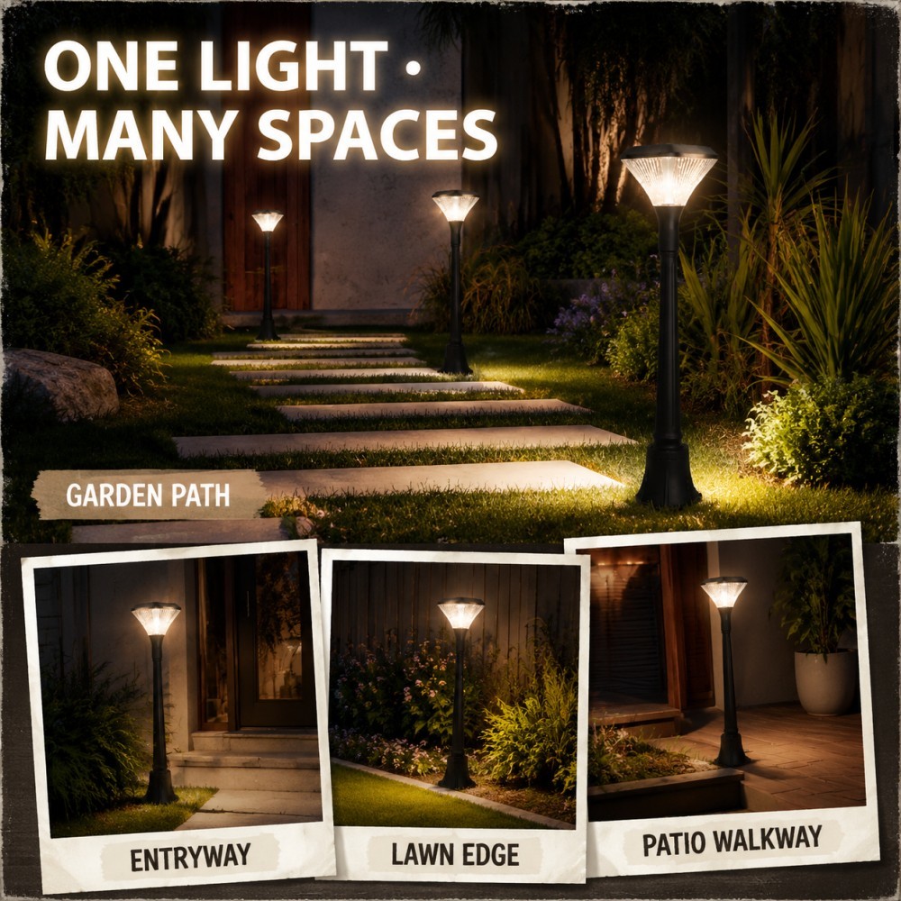 5W LED Solar Post Top Garden Light With Aluminum Housing for Pathway Landscape
