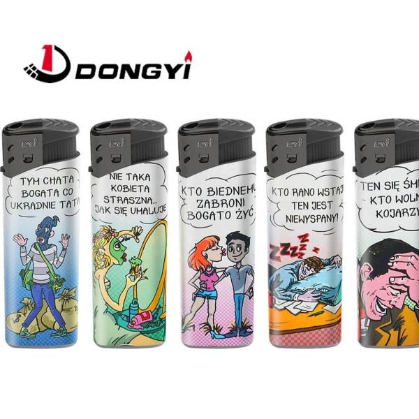 CR Wholesale Promotional Electric Gas Lighter with Frost Painting