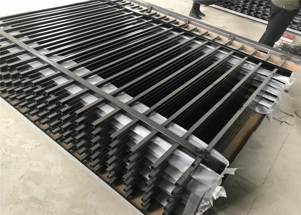 Steel Tubular Fence Panels ( Crimped spear and flat Design) 1800mm height and width 2400mm 3000mm POWDER coated RAL