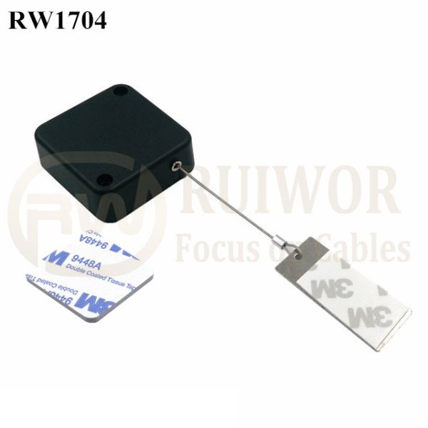 RW1704 Square Security Tether Plus 45X19mm Rectangular Sticky Metal Plate