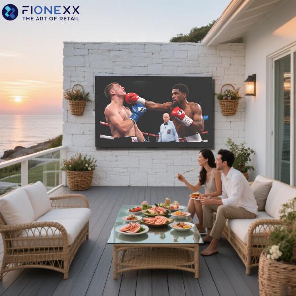 4K Ultra HD Visuals And 3D Surround Sound Outdoor IP55 Weatherproof TV For Partial Sun With Compatible Wall Mount