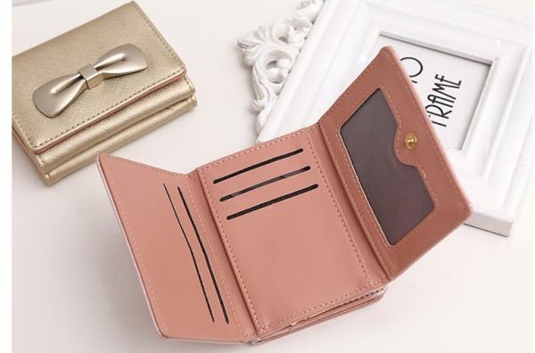2016 new women's wallets cute bow buckle short paragraph mini wallet