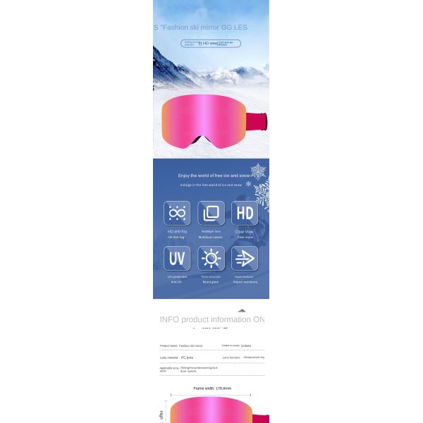 2025 New Model Gradient Colorful Ski Goggles | Factory Customized Anti-Fog High-Definition Vision, Fully Protecting Eyes for Smooth Skiing on the Mountain