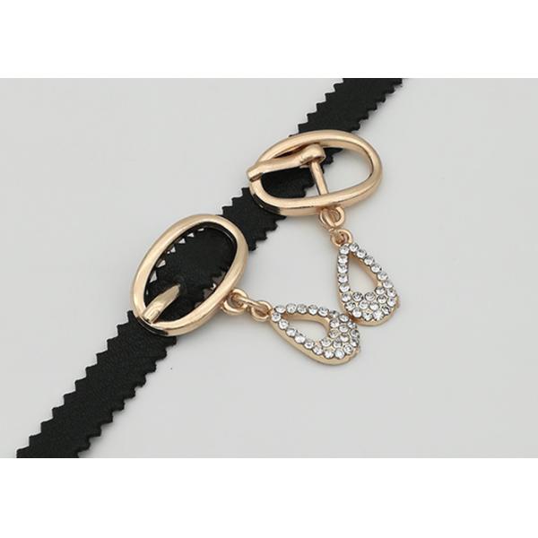 Zinc Alloy Fashion Shoe Buckles , Rhinestone Shoe Repair Buckles Durable
