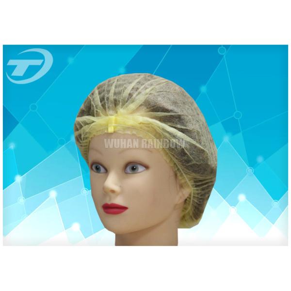 Yellow Nurse Non Woven Clip Disposable Surgical Caps With Single Elastic