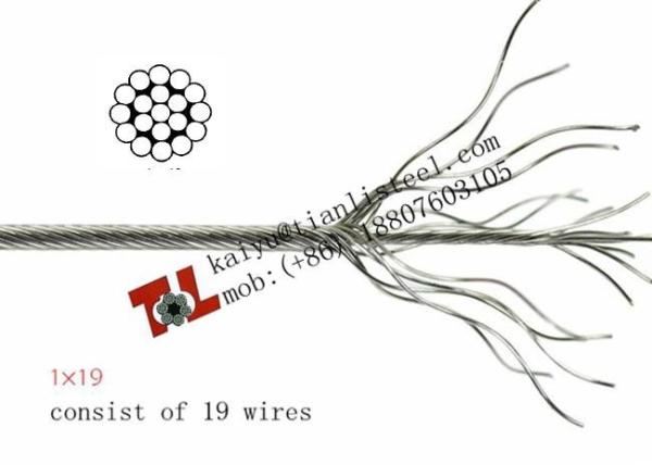 AISI 316 1x19 8mm Stainless Steel Wire Rope Net Weight 320kg per 1000m