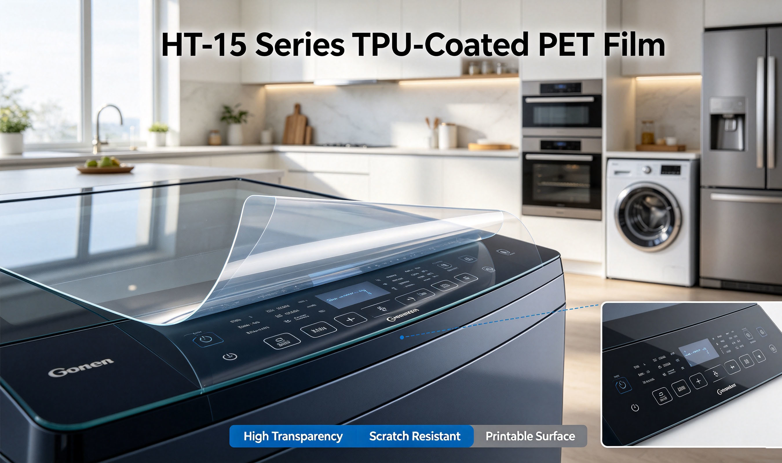 HT-15 Series TPU-Coated PET Film for Appliance Panels