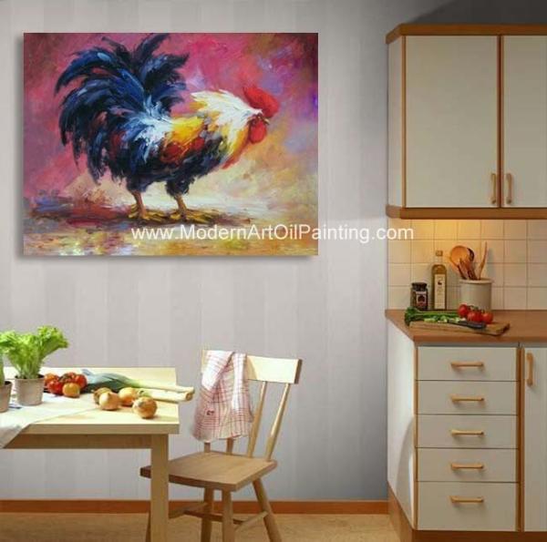 Acrylic Animal  Palette Knife Oil Painting Handmade Cock Thick Oil On Canvas