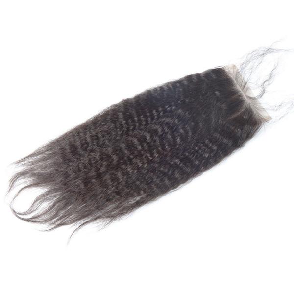 Do fechamento divisor livre peruano do cabelo humano do fechamento do laço 4x4 do cabelo preto natural