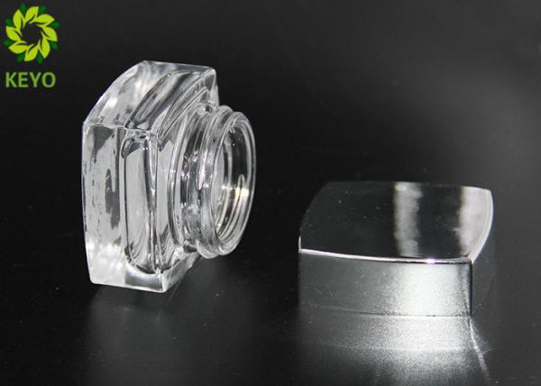 Thick Bottom 20g Cosmetic Cream Jar , Square Shape Transparent Glass Jar