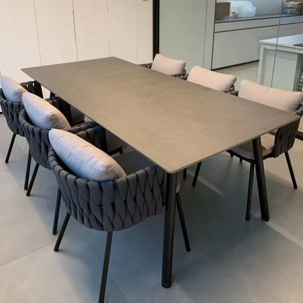 310GM2 Fabric Rope Outdoor Dining Chair Washable Rope Garden Chairs