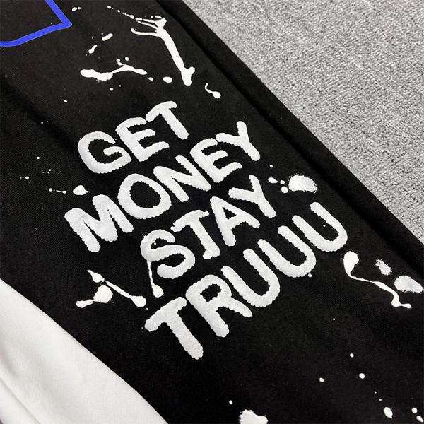 Custom Puff Print Hoodie Casual Flared Jogger Track Pants In Cotton Fabric For Men's Stacked Sweatpants Tracksuit